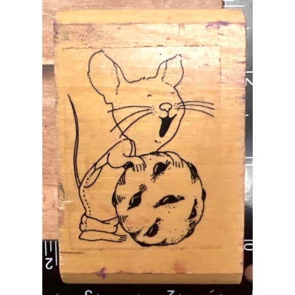 Kidstamps #609 Mouse With Cookie Felicia Bond Wood Mounted Rubber Stamp - Picture 2 of 8